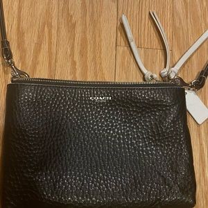 Black Triple Zip Leather Crossbody Purse - Coach